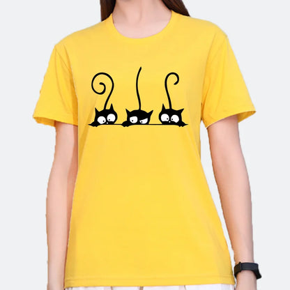 New women's clothing - Casual round-neck short-sleeved cat digital print fashionable casual women's T-shirt