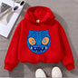 Kids' Sweatshirt Cute Blue Cat Face Print Toddler Pullover Long Sleeve Cotton Casual Top for Boys Girls 2-8Y