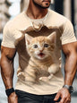 Cute Funny Cat Graphic T Shirt For Men Novelty Animals 3D Printed Tees Casual Short Sleeve Round Neck Tops Street Kids T-Shirts