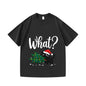 Men's T-Shirt Black Cat with Christmas Tree & What? Print Xmas Party Gift Idea Festive Season Top