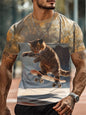 Cute Funny Cat Graphic T Shirt For Men Novelty Animals 3D Printed Tees Casual Short Sleeve Round Neck Tops Street Kids T-Shirts