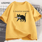 I Require Snacks T-Shirt Men Funny Black Cat Tshirt Cat Mom Cotton Short Sleeve Round Neck Tees Streetwear Man Clothes Tops