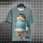 Cat Print T-shirts for Men Casual Short Sleeved Tee Oversized Mens Clothing Men's Funny T-shirt Animal Print Graphic T shirts