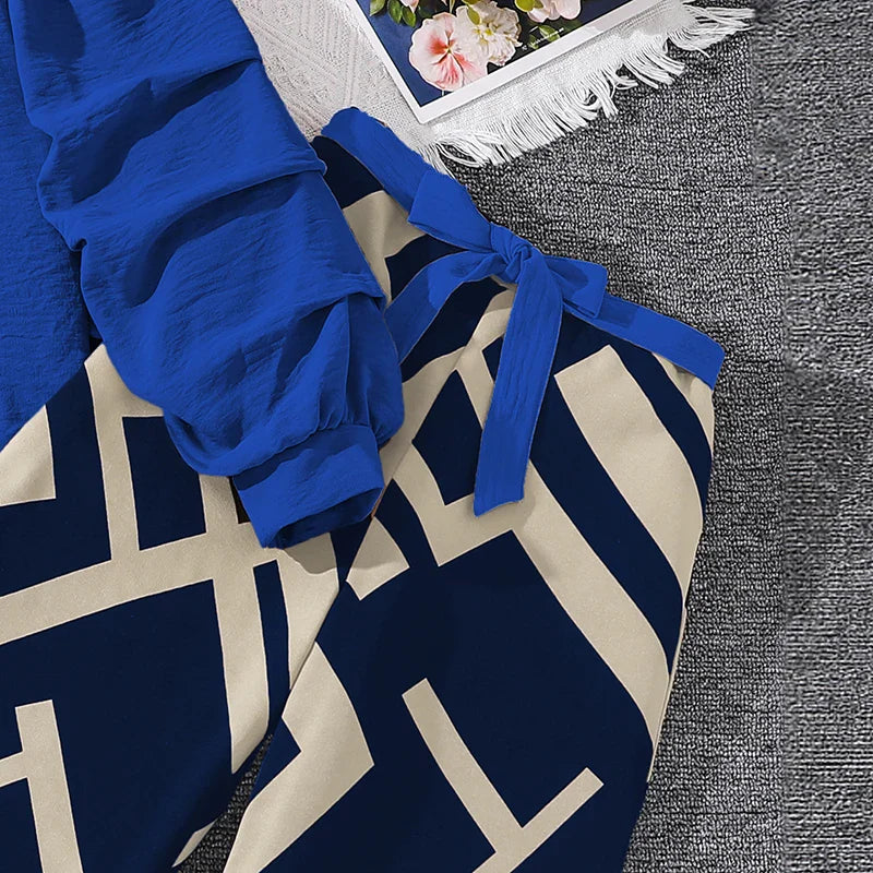 Kids Clothing Sets For Girls Khaki Off-shoulder Long sleeve Top & Stripe Printing Pants Summer Resort Style Children Suits OOTD