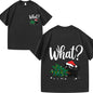 Men's T-Shirt Black Cat with Christmas Tree & What? Print Xmas Party Gift Idea Festive Season Top