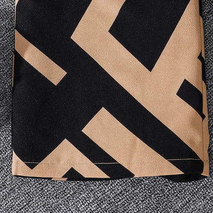 Kids Clothing Sets For Girls Khaki Off-shoulder Long sleeve Top & Stripe Printing Pants Summer Resort Style Children Suits OOTD