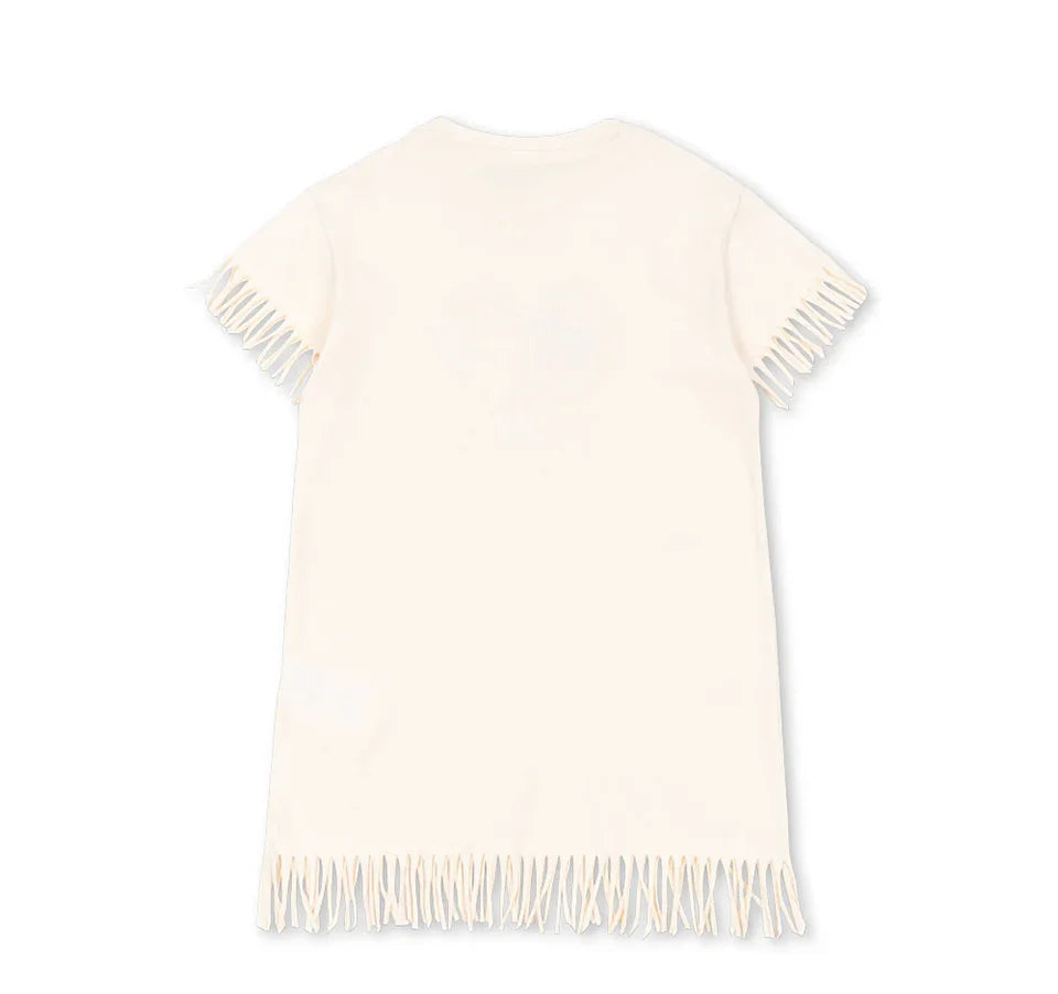 Summer 2025 KS Children Clothes Set Girls Cute Cat Print Tassels T-shirts Shorts Suit Kids Thin Soft Sling Dresses Girl Clothing